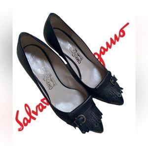 Salvatore Ferragamo Knuckle Front Kitten Heels